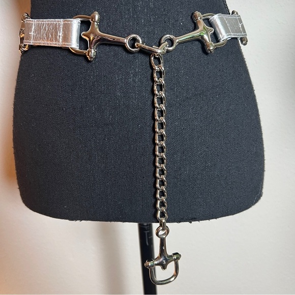 ESCADA Women’s Vintage Silver Tone Metal Equestrian Horse Bit Chainlink Belt main image 4
